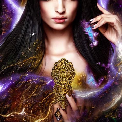 Beautiful sorceress magical press medium